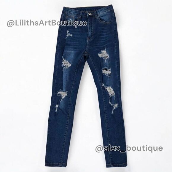 High Rise Ripped Skinny Jeans(A019)-Size 3/26 for Women - Picture 4 of 9